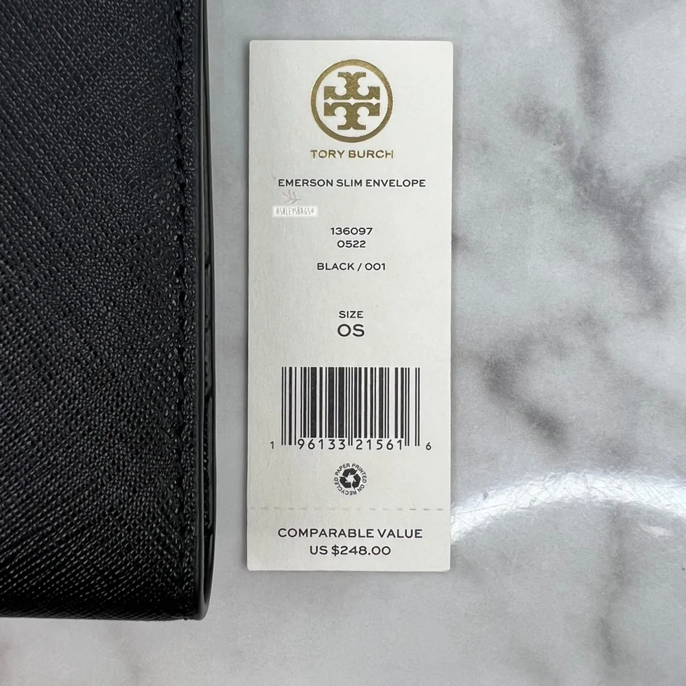 Tory Burch Emerson Slim Wallet In Black - Picture 5 of 7